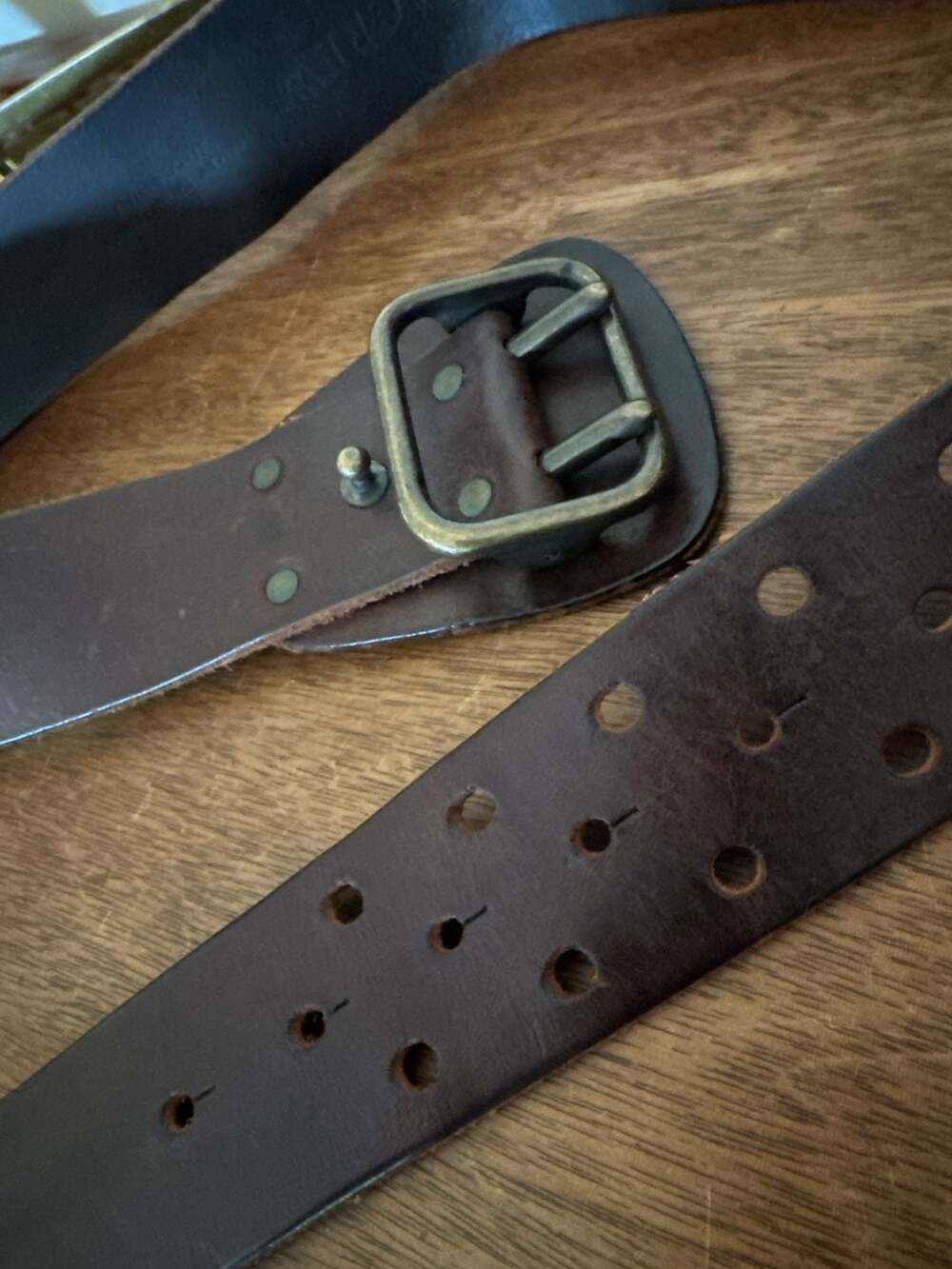 J.Crew Brown Leather Double Prong Garrison Belt Made in Italy